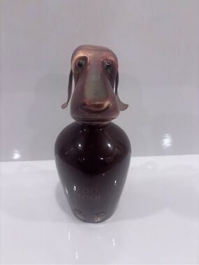Vintage Japan booze hound dog decanter w dog head cork stopper brown ceramic